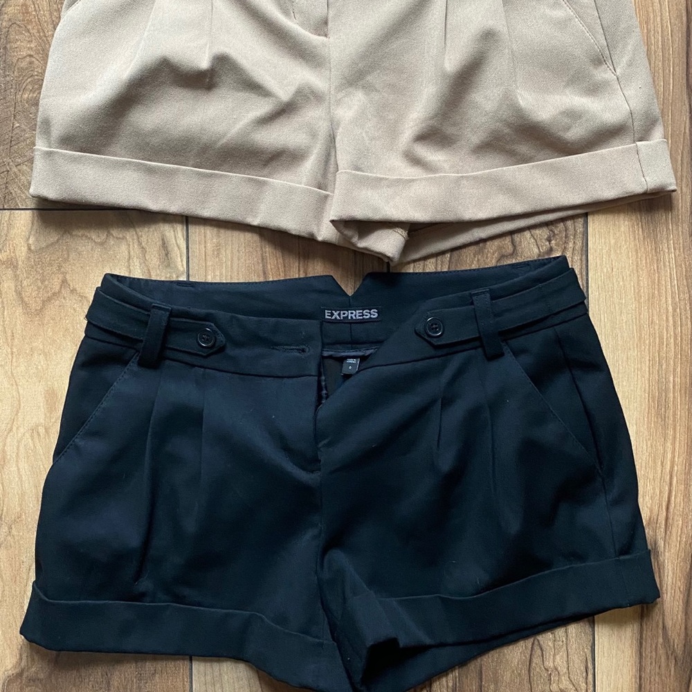 2 pairs express pleated shorts size 0